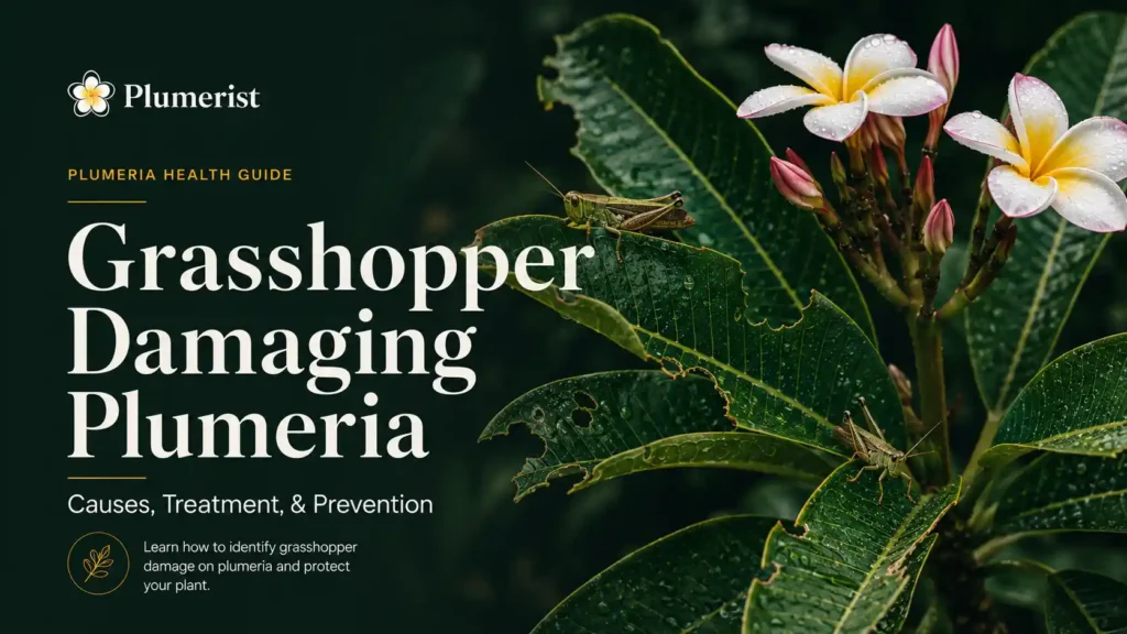 Grasshopper damaging plumeria